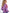 A woman shown from the back wearing a purple ribbed knit sweater with colorful striped shoulder and sleeve accents in pink, orange, yellow, and black, paired with blue jeans against a white studio background. - Alpenglow