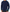 A navy blue crewneck sweater with colorful striped shoulder and sleeve accents in green, blue, orange, and white, shown on a model against a white background. - Navy