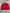 Red knit beanie with a brand logo on a gray surface