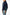Person wearing a navy blue hoodie with white drawstrings on a white background