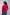 Woman wearing a pink sweater with colorful stripes on a plain background