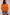 Woman wearing an orange sweater with colorful sleeves against a plain background